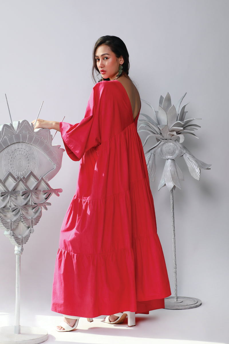 HOT PINK TIERED DRESS