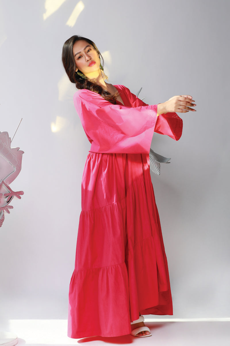 HOT PINK TIERED DRESS