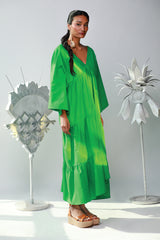 GREEN TIERED DRESS