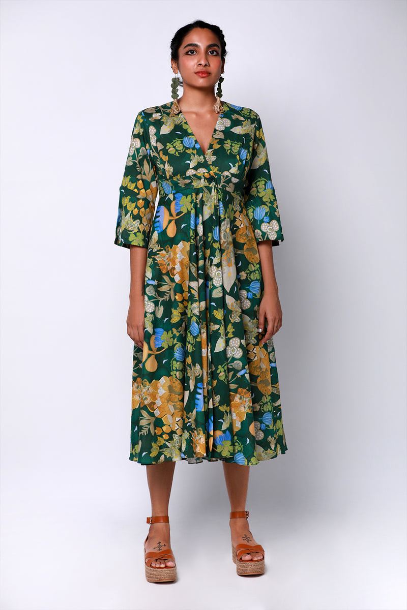 FOREST MONTAGE OVERLAY DRESS
