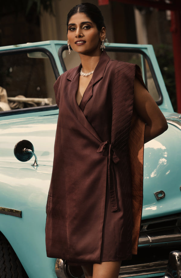 WALNUT WRAP DRESS