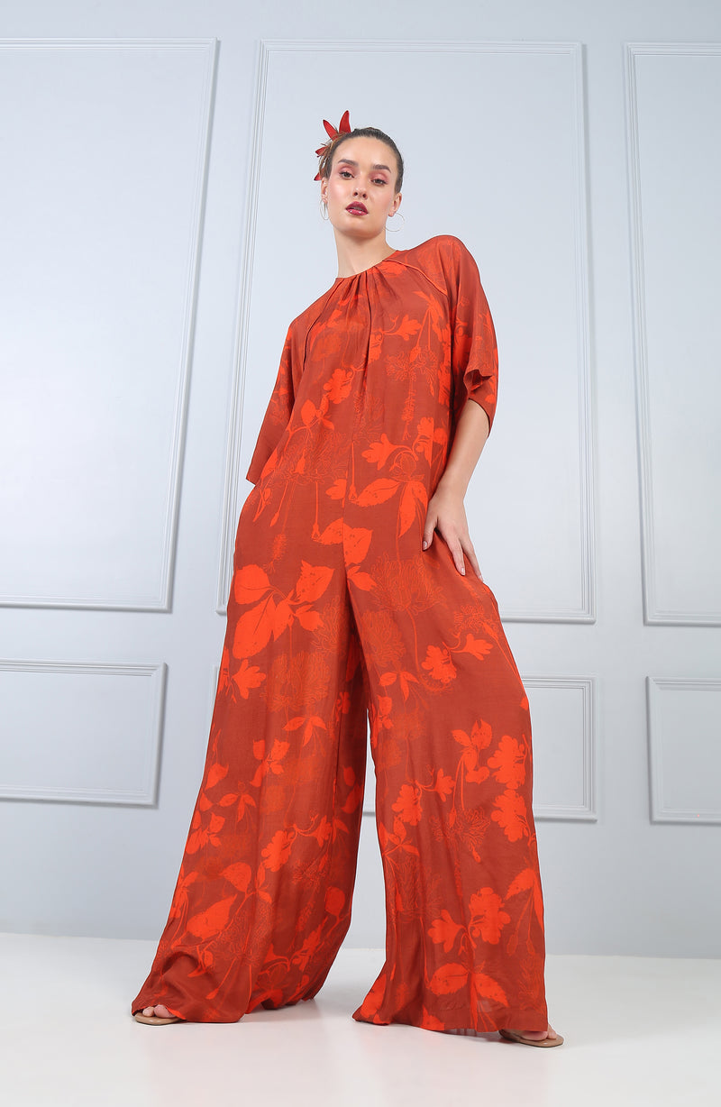 RUSTY HIBISCUS JUMPSUIT